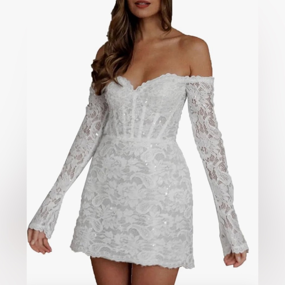 Elegant White Lace Off-Shoulder Dress